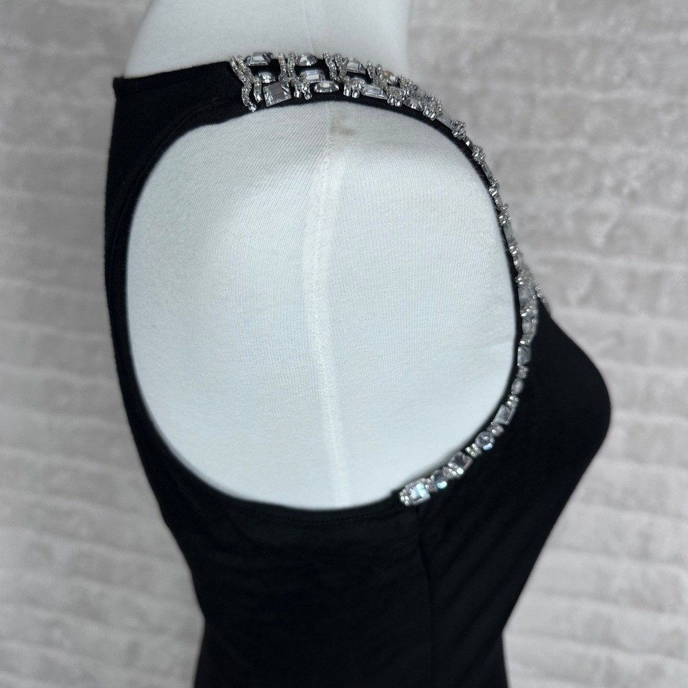 CERES Black Rhinestone Embellished Tank Top Racerback Women's Size L - Picture 7 of 8
